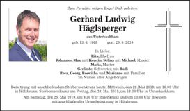 Traueranzeige Gerhard Häglsperger