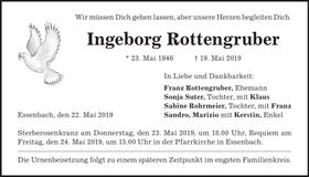 Traueranzeige Ingeborg Rottengruber