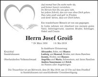 Traueranzeige Josef Groiß