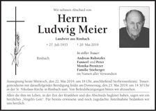 Traueranzeige Ludwig Meier