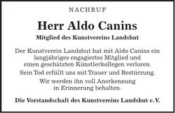 Traueranzeige Aldo Canins