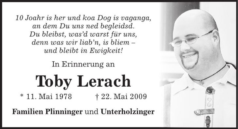 Traueranzeige Toby Lerach