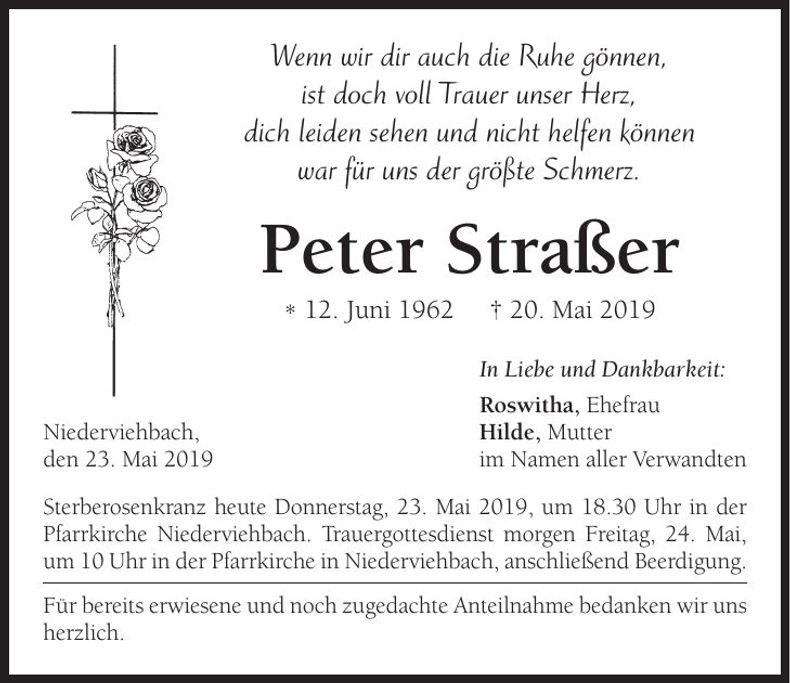 Traueranzeige Peter Straßer