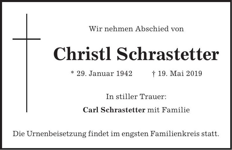 Traueranzeige Christl Schrastetter