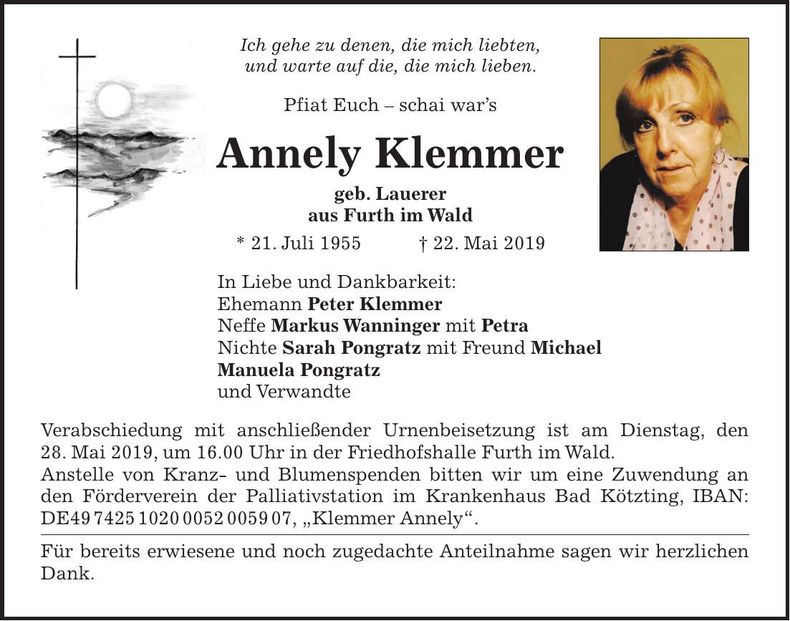 Traueranzeige Anneliese Klemmer