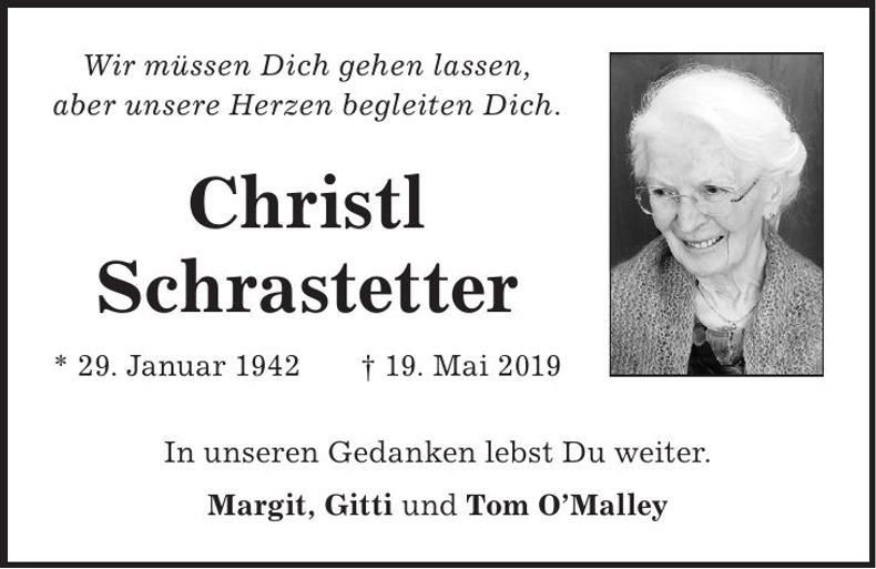 Traueranzeige Christl Schrastetter