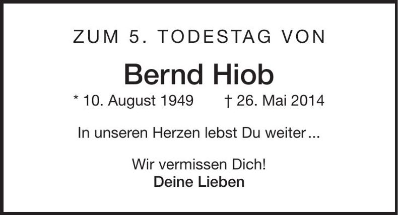 Traueranzeige Bernd Hiob