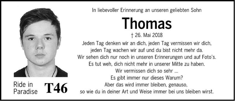 Traueranzeige Thomas Simeth