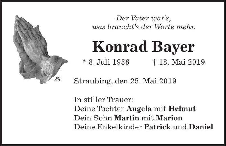 Traueranzeige Konrad Bayer