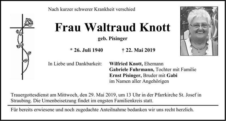Traueranzeige Waltraud Knott