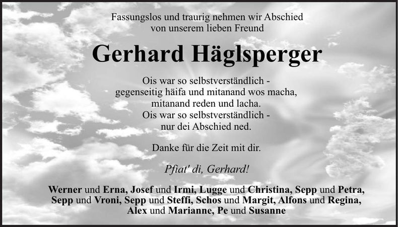 Traueranzeige Gerhard Häglsperger