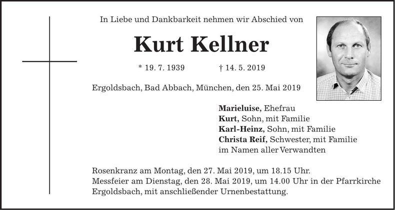 Traueranzeige Kurt Kellner