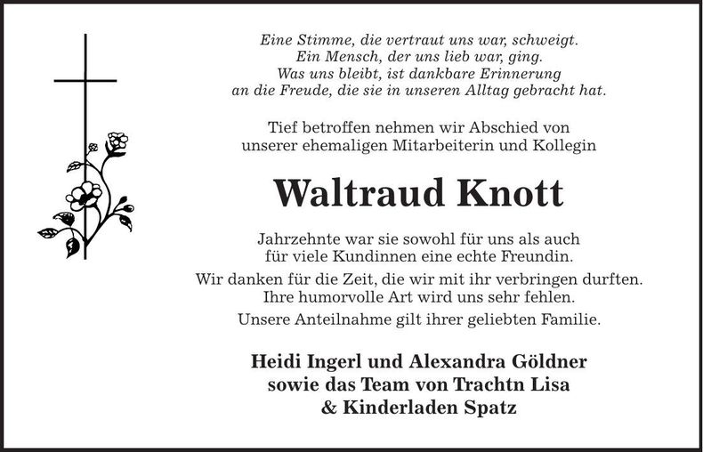 Traueranzeige Waltraud Knott