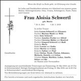 Traueranzeige Aloisia Schwertl