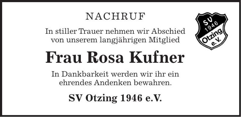 Traueranzeige Rosa Kufner