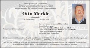 Traueranzeige Otto Merkle
