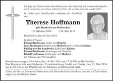 Traueranzeige Theresa Hoffmann