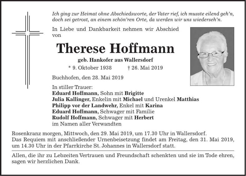 Traueranzeige Theresa Hoffmann