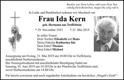 Traueranzeige Ida Kern