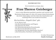 Traueranzeige Therese Geisberger