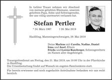 Traueranzeige Stefan Pertler