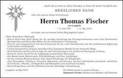 Traueranzeige Thomas Fischer