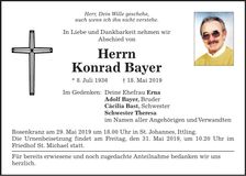 Traueranzeige Konrad Bayer