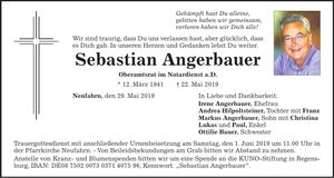 Traueranzeige Sebastian Angerbauer