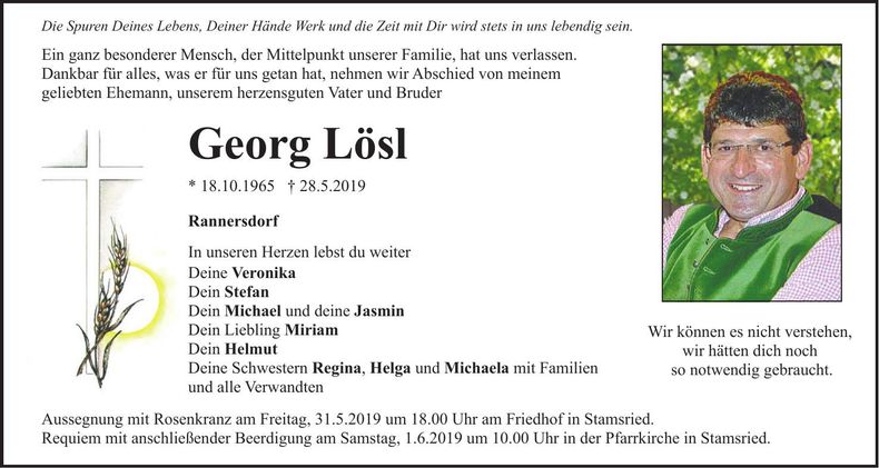 Traueranzeige Georg Lösl