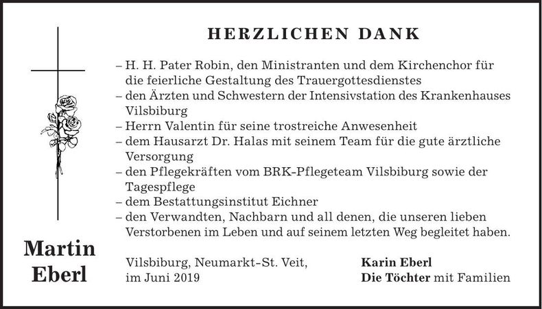 Traueranzeige Martin Eberl
