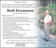 Traueranzeige Rudi Eisenmann