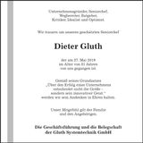 Traueranzeige Dieter Gluth