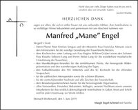 Traueranzeige Manfred Engel