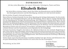 Traueranzeige Elisabeth Reiter