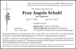 Traueranzeige Angela Schabl