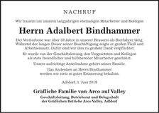 Traueranzeige Adalbert Bidnhammer