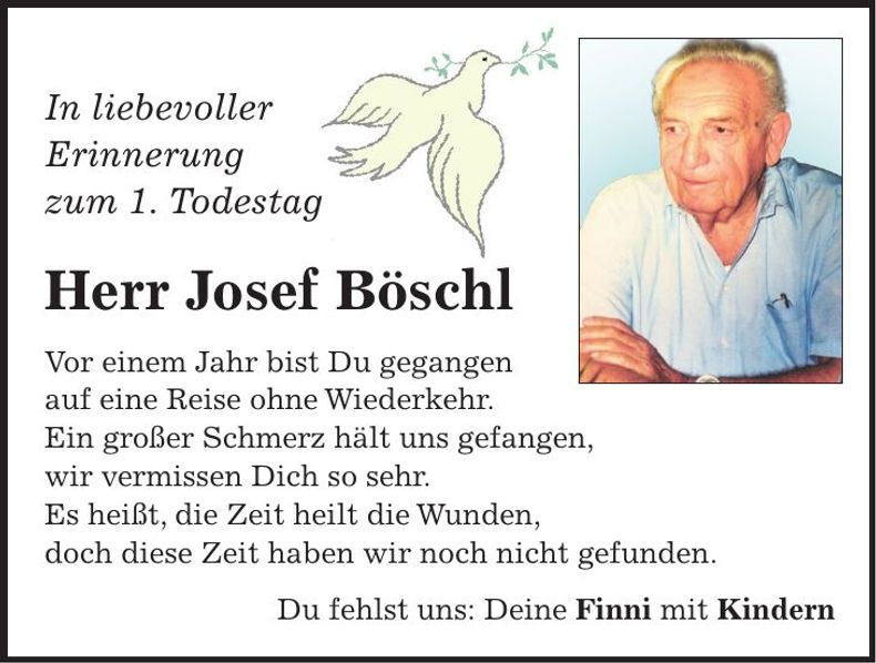 Traueranzeige Josef Böschl