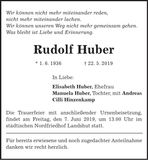 Traueranzeige Rudolf Huber