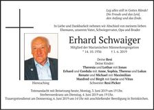 Traueranzeige Erhard Schwaiger