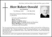 Traueranzeige Robert Oswald