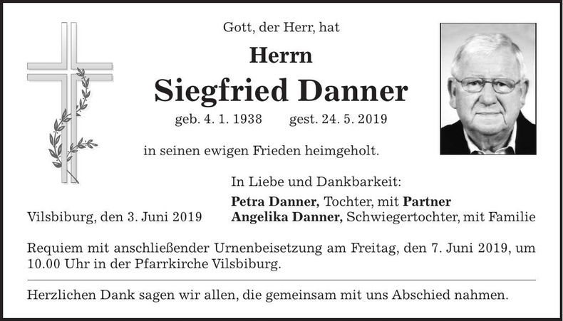 Traueranzeige Siegfried Danner