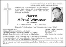 Traueranzeige Alfred Wimmer