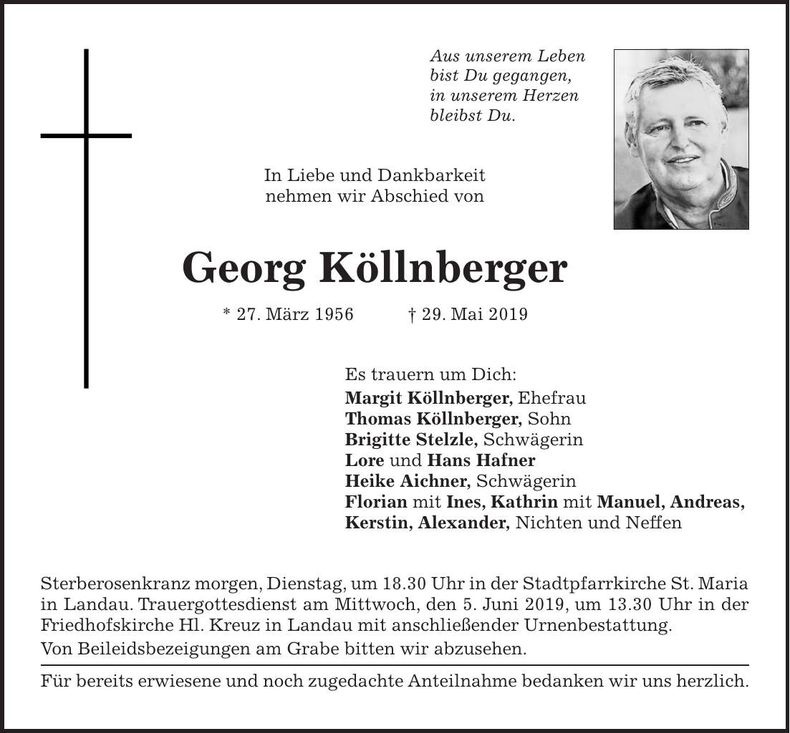 Traueranzeige Georg Köllnberger