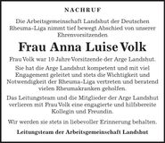 Traueranzeige Anna Luise Volk