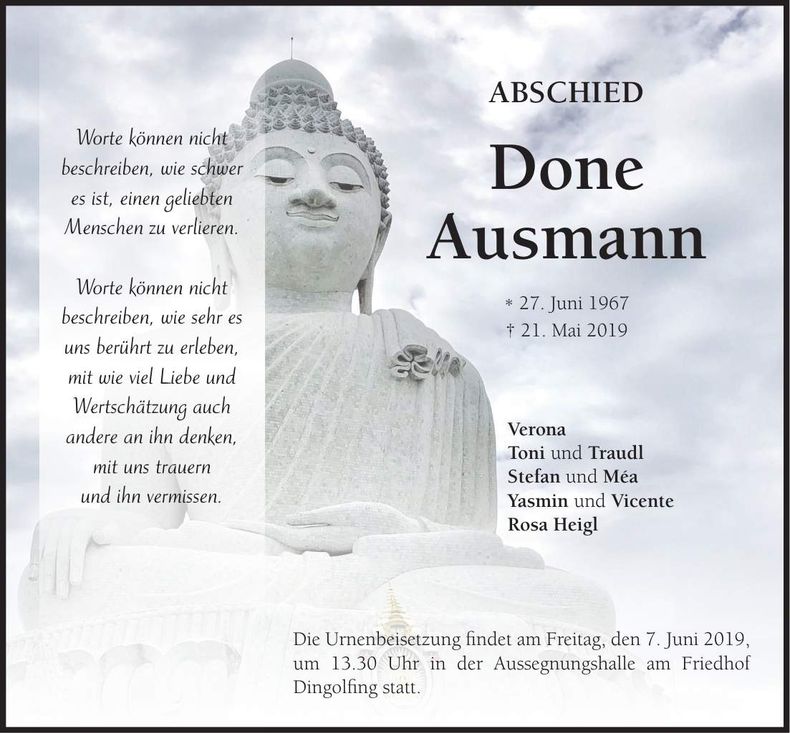 Traueranzeige Done Ausmann