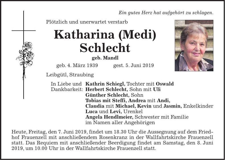 Traueranzeige Katharina Schlecht