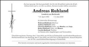 Traueranzeige Andreas Ruhland