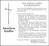 Traueranzeige Anneliese Stadler