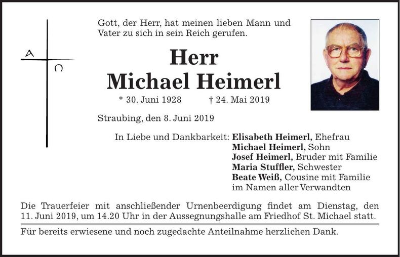 Traueranzeige Michael Heimerl