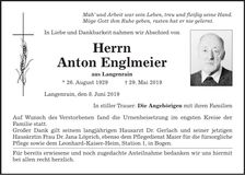 Traueranzeige Anton Englmeier